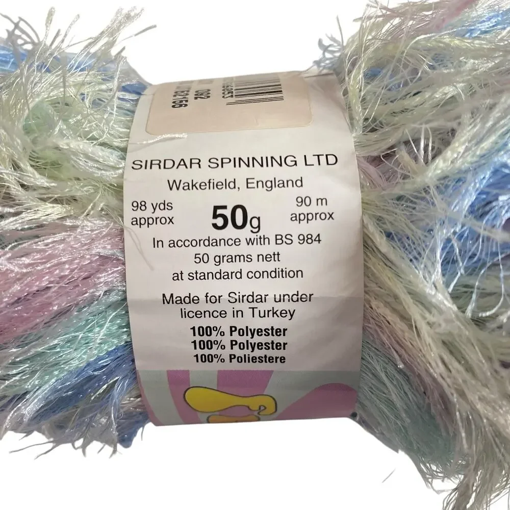6 Skeins Sirdar Funky Fur Magic Eyelash Yarn Pink Blue Pastel Polyester 300g NWT